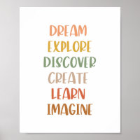 Boho Dream Explore Discover Create Learn Poster