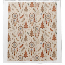 Boho Dreamcatcher Christmas Shower Curtain Rustic