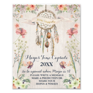 Boho Dreamcatcher Rustic Baby Shower Time Capsule Photo Print