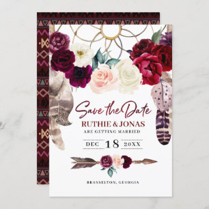 Boho Dreamcatcher Save The Date Wedding Invitation