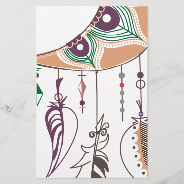 Boho dreamcatcher stationery (Front)