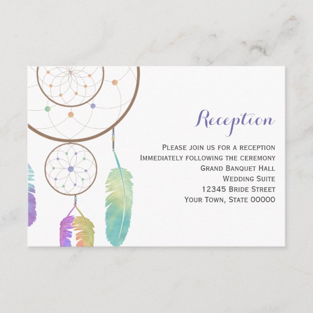 Boho Dreamcatcher Wedding Reception Info Card (Front)