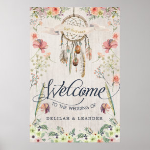 Boho Dreamcatcher Welcome to the Wedding of Sign