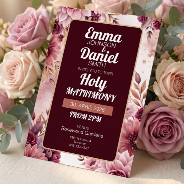 Boho Dreams Holy Matrimony Wedding Invitation (Creator Uploaded)