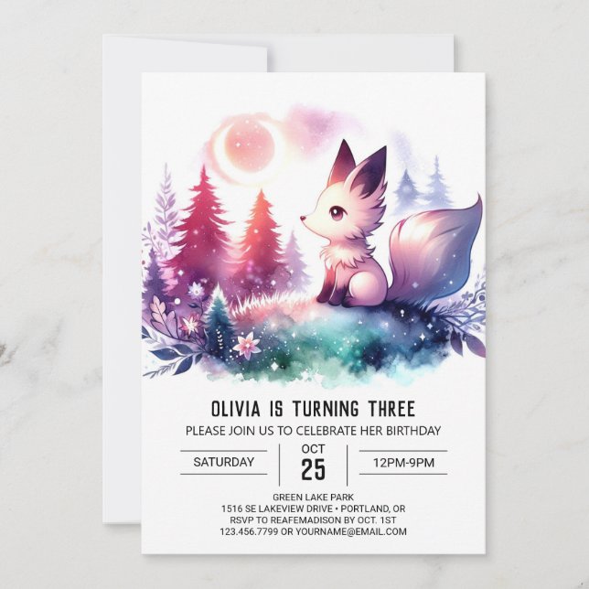 Boho Dreamy Wolf Birthday Invitation (Front)