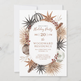 Boho Dried Botanicals Holiday Party Invitation