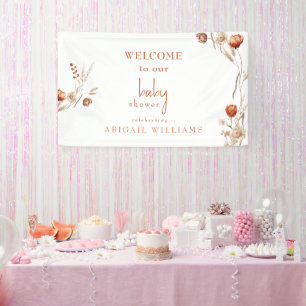 Boho Dried Floral Terracotta Baby Shower Banner