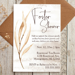 Boho Dried Florals Foster Care Baby/Child Shower Invitation