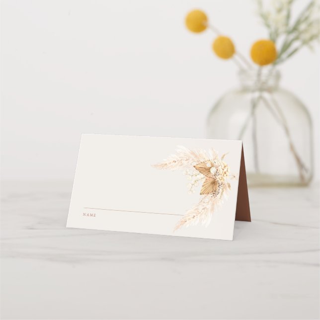  Boho Dried Flowers and Pampas Grass Wedding Place Place Card (Front)