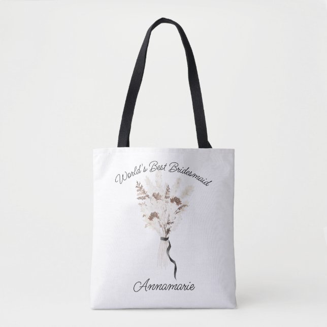 Boho Dried Flowers Bouquet Bridesmaid Tote (Front)