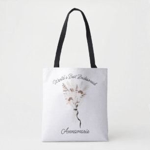Boho Dried Flowers Bouquet Bridesmaid Tote Bag