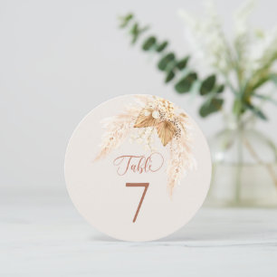 Boho Dried Flowers Circle Table Number