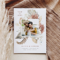 Boho Dried Palm Leaves and White Orchids Photo