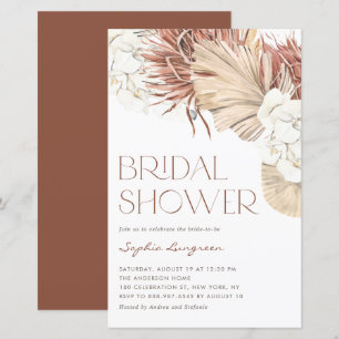 Boho Dried Palm & Orchid Bridal Shower Invitation
