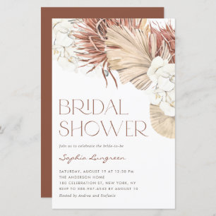 Boho Dried Palm & Orchid Bridal Shower Invitation