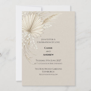 Boho Dried Palm Wedding Invitation