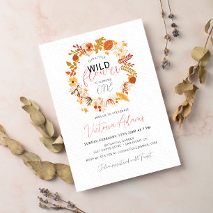 Boho Dried Rustic Floral Autumn Falls Birthday Invitation