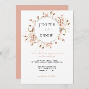 Boho Dried Watercolor Floral Wedding Invitation