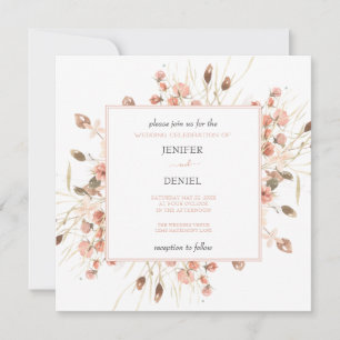 Boho Dried Watercolor Floral Wedding Invitation