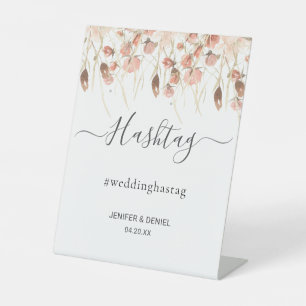 Boho Dried Watercolor Floral Wedding Pedestal Sign