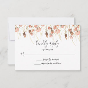 Boho Dried Watercolor Floral Wedding RSVP Card