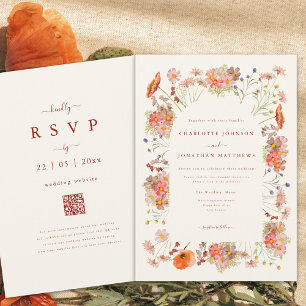 Boho Dried Wildflowers Fall Wedding Invitation