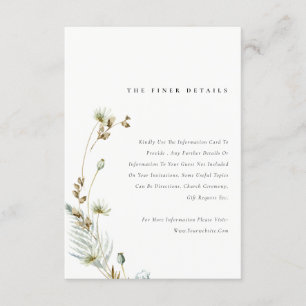 Boho Dry Palm Pampas Grass Floral Wedding Details Enclosure Card