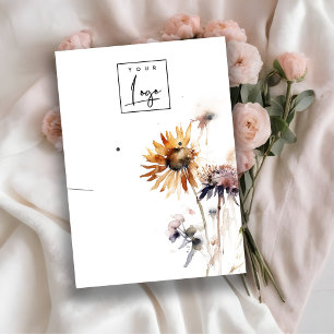 Boho Dry Wildflower Necklace Earring Logo Display Business Card