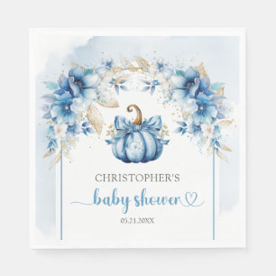 Boho dusty blue and gold pumpkin flowers arch napkin