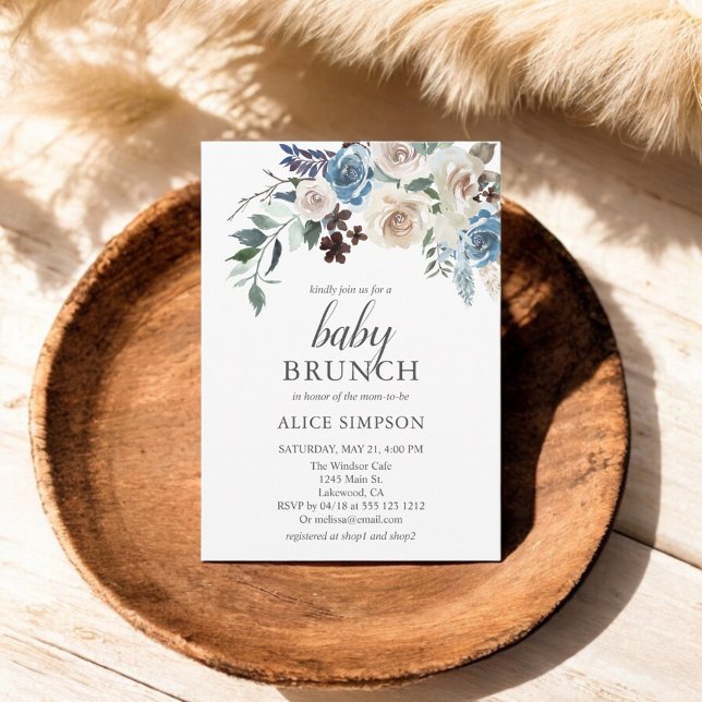 Boho Dusty Blue Baby Shower Invitation (Creator Uploaded)