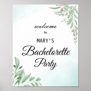 boho dusty blue bachelorette party welcome poster