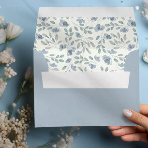 Boho Dusty Blue Botanical Wedding Envelope