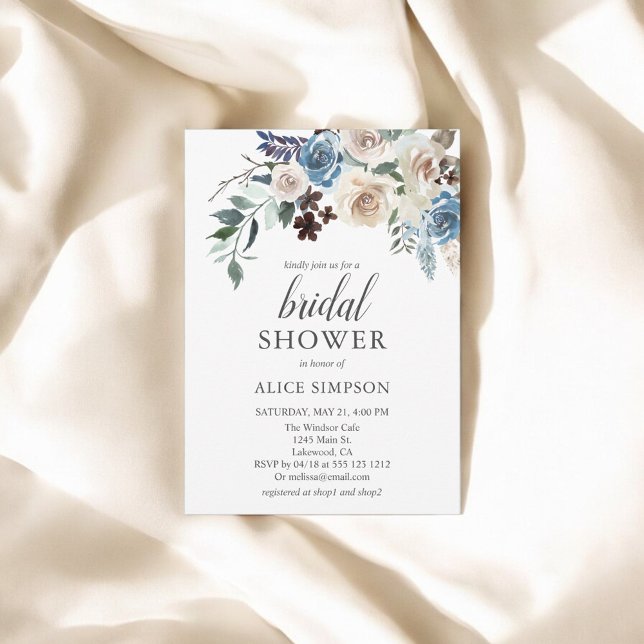 Boho Dusty Blue Bridal Shower Invitation (Creator Uploaded)