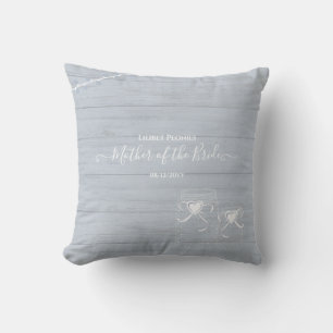 BOHO Dusty Blue Driftwood Mason Jars Wedding Cushion