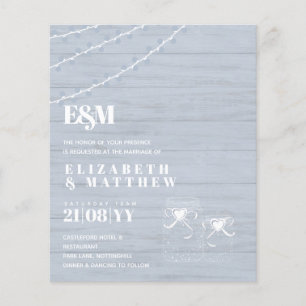 BOHO Dusty Blue Driftwood Mason Jars Wedding Flyer
