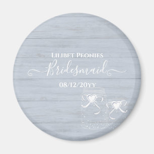 BOHO Dusty Blue Driftwood Mason Jars Wedding Magnet