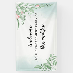 Boho Dusty Blue Engagement Party Welcome Banner