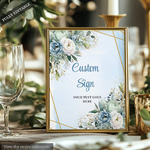 Boho Dusty Blue Eucalyptus Custom DIY Wedding Sign