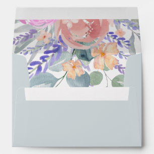 Boho Dusty Blue Eucalyptus & Floral Wedding Envelope
