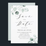 Boho Dusty Blue Eucalyptus Leaves Bar Mitzvah Save The Date<br><div class="desc">Save the Date! Announcement your event with this customisable Bar Mitzvah save the date announcement. This greenery bat mitzvah invitation features watercolor dusty blue eucalyptus leaves with a whimsical script. Personalise by adding your own details. This eucalyptus Bar Mitzvah save the date is perfect for any season and theme.</div>