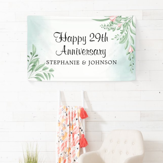 Boho Dusty Blue Eucalyptus Wedding Anniversary Ban Banner (Insitu)