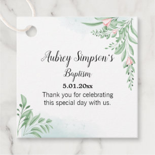 Boho Dusty Blue First Communion Baptism Favour Tags