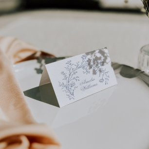 Boho Dusty Blue Floral Boho Wedding Place Cards
