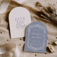 Boho Dusty Blue Floral Botanical Arched Wedding
