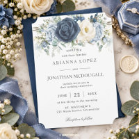 Boho Dusty Blue Navy Ivory Floral Sage Wedding