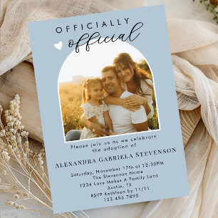 Boho Dusty Blue Official Adoption Day Celebration Invitation
