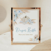 Boho Dusty Blue Pumpkin Baby Shower Diaper Raffle