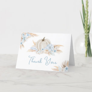 Boho Dusty Blue Pumpkin  Thank You Card