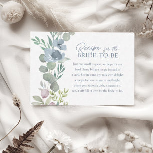 Boho Dusty Blue Recipe for the Bride Floral Enclosure Card