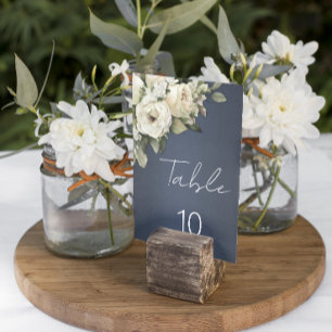 Boho Dusty Blue Vintage Roses Wedding Table Number